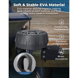 KEMIMOTO 12" Boat Dock Wheels, EVA Boat Dock Bumpers Dock Edge for Straight or Corner Mount Fit 20-40ft Boat, Pontoon, Cruiser, Fishing Boat, Bass Boat, Jon Boat,Runabout, Boat Accessories