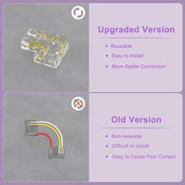 MIWISE 10mm Connectors Kit for 3-Pin CCT COB LED Strip, Gapless L-Shaped Solderless Extension Connectors for 5V/9V/12V/24V CCT COB LED Strip Lights, DIY Lighting Projects
