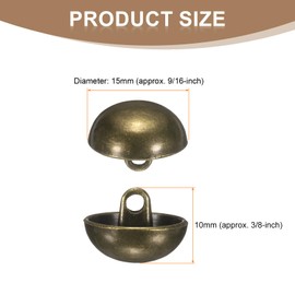 HARFINGTON 12pcs Half-Domed Metal Sewing Buttons, 15mm / 9/16" Half Round Mushroom Pearl Cap Metal Buttons with Shank for Blazer Suit, Coat, Jacket Cloth Garment Decoration, Bronze
