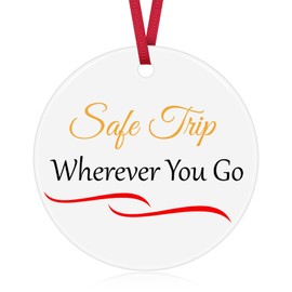 Flight Attendant Gift for Women Men Pilot Gift Fly Safe Present Ceramic Ornament Aviation Flight Attendant Thank You Present Traveling Christmas Ornament for Stewardess