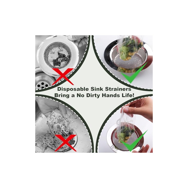 300 PCS Kitchen Sink Strainer Mesh Bag, Small Disposable Mesh