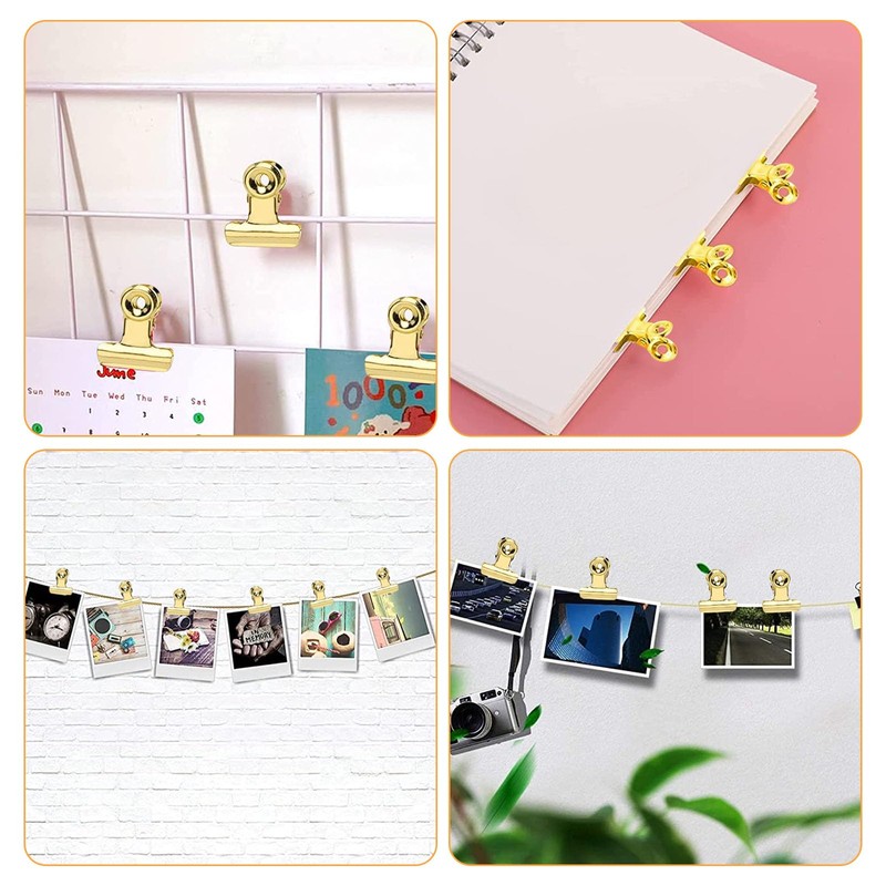 Small Bulldog Paper Clips, Pack of 60 Clips, Gold, 22