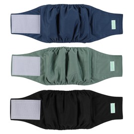 wegreeco Washable Male Dog Belly Band (Stylish Pattern)- Pack of 3 - Washable Male Dog Belly Wrap, Dog Diapers Male (Blue, Green, Black, Large)