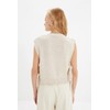 TRENDYOL Women's Crew Neck Plain Regular Vest Sweater, stone
