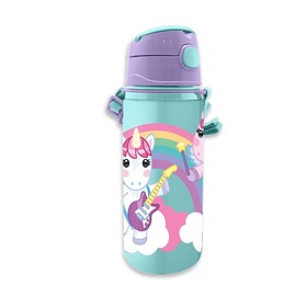 KIDSLICENSING Transparente Wasserflasche, 600 ml, Tritan, auslaufsicher, modernes Design für Kochen, Sport, Reisen, Schule