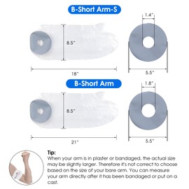 COMFYTHERA Waterproof Arm Cast Cover for Shower Wound Protector Bath Adult Watertight Cast Bag Showering for Surgery Bandage Broken Hand,Wrist,Finger, Elbow Reusable Durable (B-Short Arm-M)