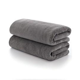Lumimi Hair Drying Towel, Set of 2, Daily Towel, Large Face Towel, Mini Bath Towel, Absorbent, Quick Drying, Microfiber, For Adults and Kids, Durable, Bath Supplies, 39.4 x 15.7 inches (100 x 40 cm), Gray