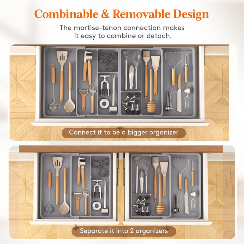 Lifewit Large Utensil Organizer for Kitchen Drawer, Expandable From 21