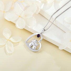 Starnny Rabbit Necklace Women's Silver 925 Rabbit Moon Pendant Necklace 3A Zirconia Chain White Gifts for Her Women, Sterling Silver, Cubic Zirconia