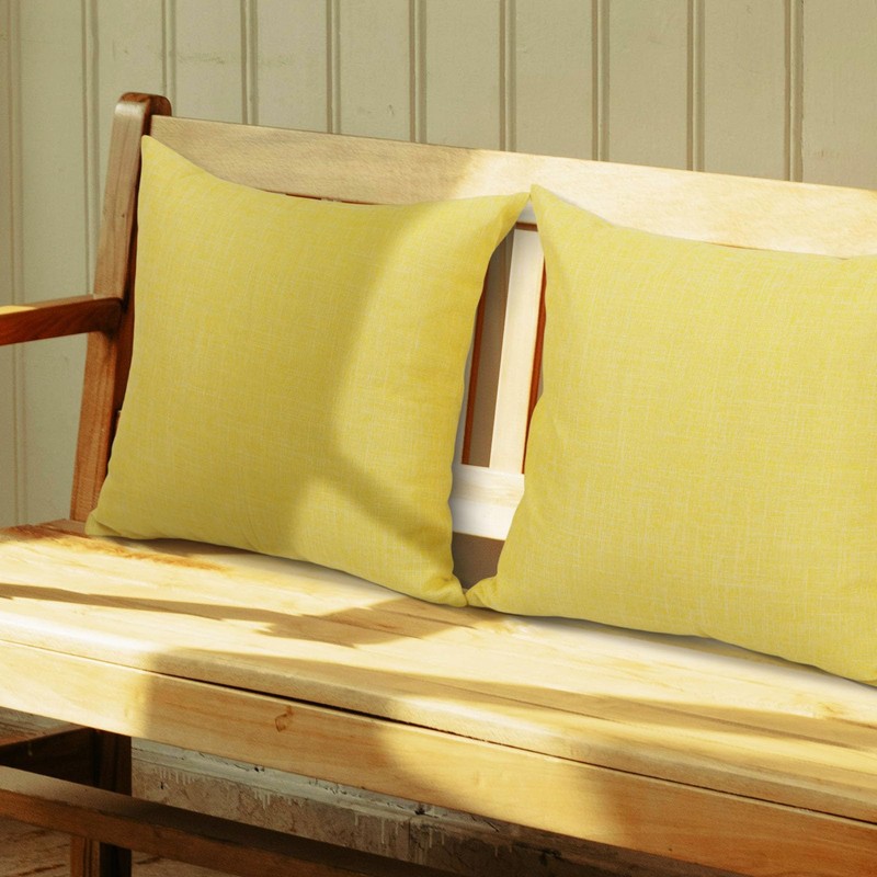 Betadistor Square Cotton Yellow Cushion Covers: Decorative 2 Set Throw