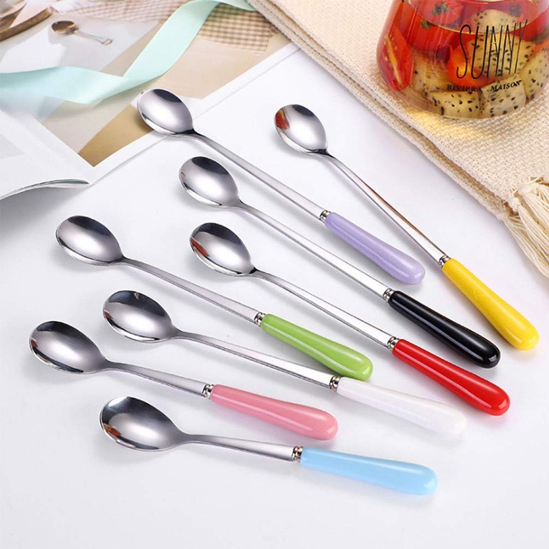 Goeielewe Mixing Spoons Set of 8, Stainless Steel Iced Teaspoons