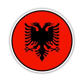Squiddy Albanian Flag Circle Albania Pride - Vinyl Sticker for Car, Laptop, Notebook (5" Wide)