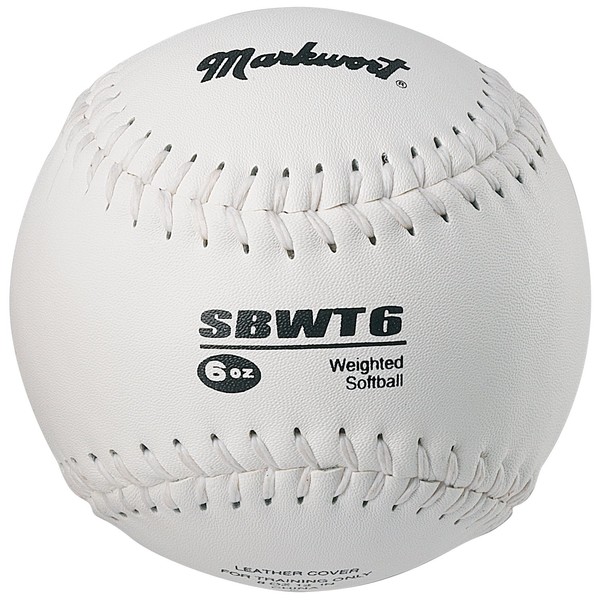 Markwort Weighted 12-Inch Softball-Leather Cover, White