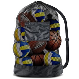 BROTOU Extra Large Drawstring Mesh Bag for Balls, Waterproof Storage Bag for Football, Basketball, Volleyball, Heavy Duty Training Equipment Bag with Shoulder Strap (2, 30” x 40”)