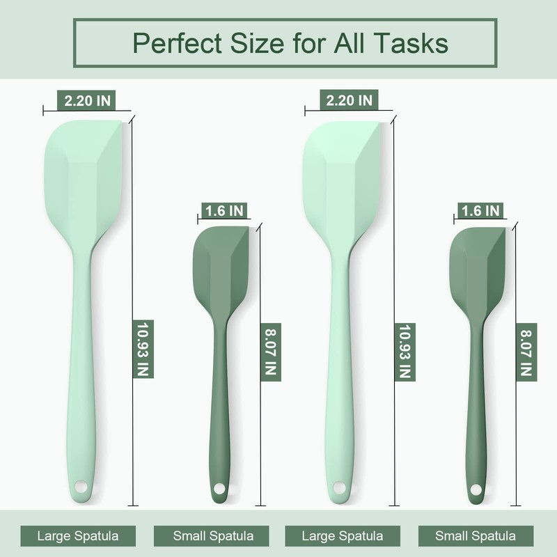 Silicone Spatula Set, Premium Spatulas Silicone Heat Resistant 2 Small