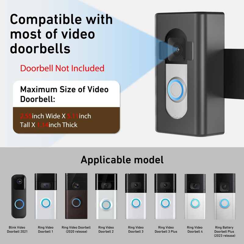 Anti-Theft Video Doorbell Mount,AHBTEYM Mount No Drill Bracket Holder Accessories