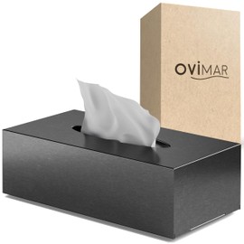 ovimar Styggehoe Cosmetic Tissues Box | Made of Fine Stainless Steel | Gunmetal | Tissue Dispenser, Paper Towel Dispenser or Cosmetic Tissue Dispenser for Bathroom, Kitchen or Dining Table | Optional