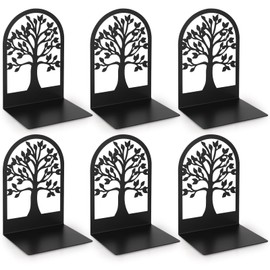 Anhow 2 Pairs Book Ends, Metal Arc Bookends Holders for Children, Schools, Libraries - Black/ 9.3 x 12 x 17.2 cm