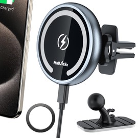 MAGJIEYX MAGJIEYX for MagSafe Car Mount Magnetic Wireless Charger Fast Charging for iPhone15,14, 13, 12 Pro Max,Plus,Mini,2-in-1 Car Dashboard and Air Vent Car Phone Holder