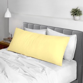 Pizuna Cotton Body Pillow Case Mellow Yellow 1 PC, 400 Thread Count 100% Long Staple Combed Cotton Sateen Weave Long Body Pillow Cover 20x54 with 6 inch Flap (100% Cotton Body Pillow Cases)