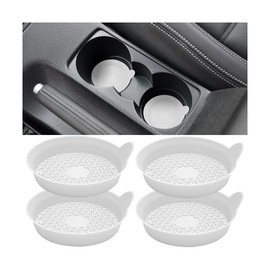 Mandark Car Cup Holder Coasters, Non-Slip Silicone Vehicle Insulation Drink Mat, Waterproof Sift-Proof Spill Recessed Automotive Interior Cup Insert Pad Accessories, Universal Fit (White)