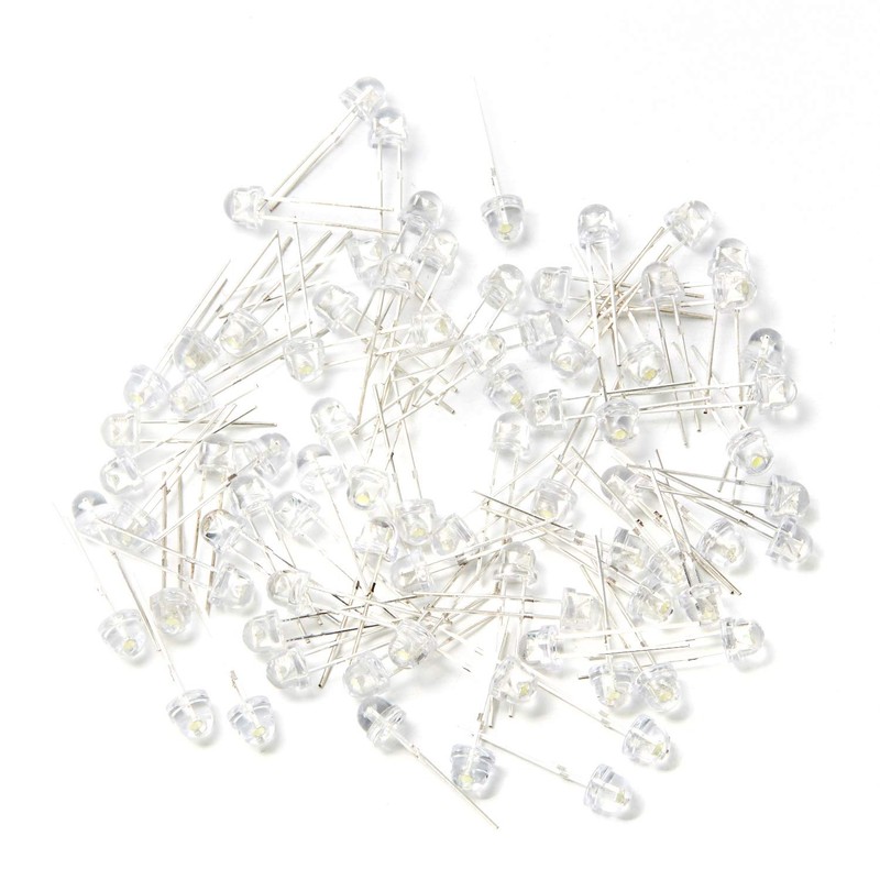 Chanzon 100 pcs 5mm White Straw Hat LED Diode Lights