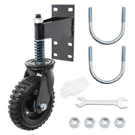 VIKKSAER 6‘’ Fence Gate Wheel with Brake, 500lb Capacity Heavy Duty Fence Gate Wheel,360 Degree Swivel Spring-Loaded, for Metal Tube Gate for Swing Gate Support