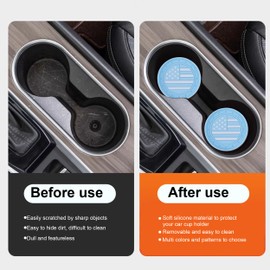Amooca Car Cup Coaster 4 Pack US Flag Universal Non-Slip Cup Holders Insert Coasters Cup Mats Car Interior Accessories American Flag Light Blue
