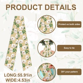 On-Airstore Spring Wreath Sash for Front Door Magnolia Ribbon for Wreaths Spring White Floral Wreath Scarf Satin Sash for Garland Porch Yard Indoor Outdoor Chair Bow Home Decor 4.5 × 56"