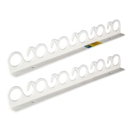 Piranha FD011 Original Vinyl Coated Steel Indoor Outdoor Compact Overhead and Wall Mount Fishing Rod Rack w/Hardware, Holds 11 Rods (2 Pack)