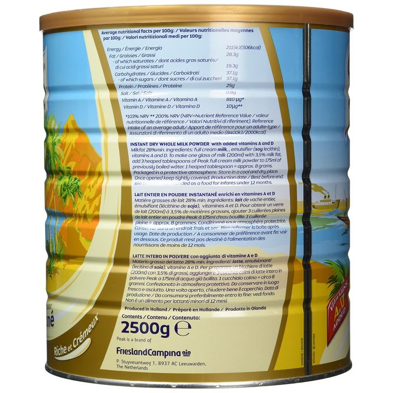 Peak Dry Whole Milk Powder, 2500 Gram