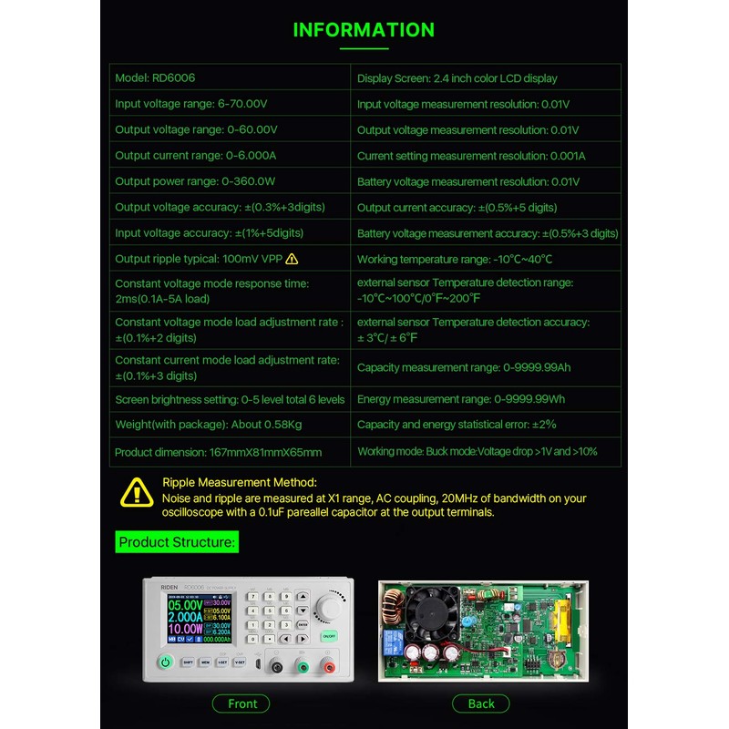 RD RD6006W Communication Version 60V 6A Multimeter DC DC Voltage