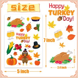MISS FANTASY Thanksgiving Stickers for Kids 300 PCS Fall Stickers Happy Thanksgiving Turkey Stickers for Cards Turkey Stickers for Kids Envelope Thanksgiving Party Supplies