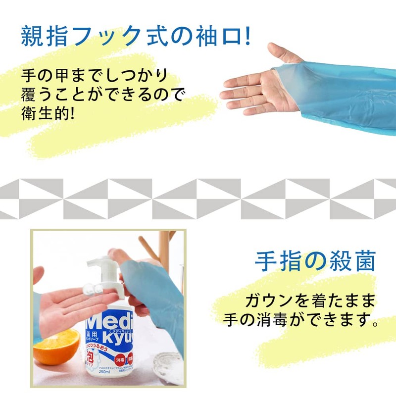 KOVIDSUN Plastic Gowns Disposable Sleeve Thumb Hook CPE Gowns 20