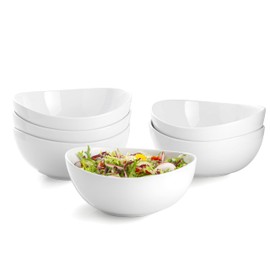 Familywood Pasta Bowls, 50 OZ Small Salad Bowls for Serving Dishes,Set of 6 White porcelain serving large bowl for entertaining Dinner, Soup, Ramen, Cereal Dish Ceramic (8 Inch(50 Ounce))