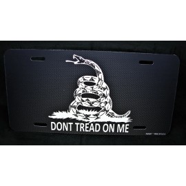 DIGIART INTERNATIONAL DON'T TREAD ON ME THE GADSDEN FLAG METAL CAR LICENSE PLATE. CARBONFIBER LOOK