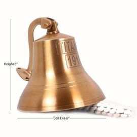 Campana náutica para colgar en la pared, de latón envejecido, de 6 pulgadas, BR 1844 A (TITANIC 1912)