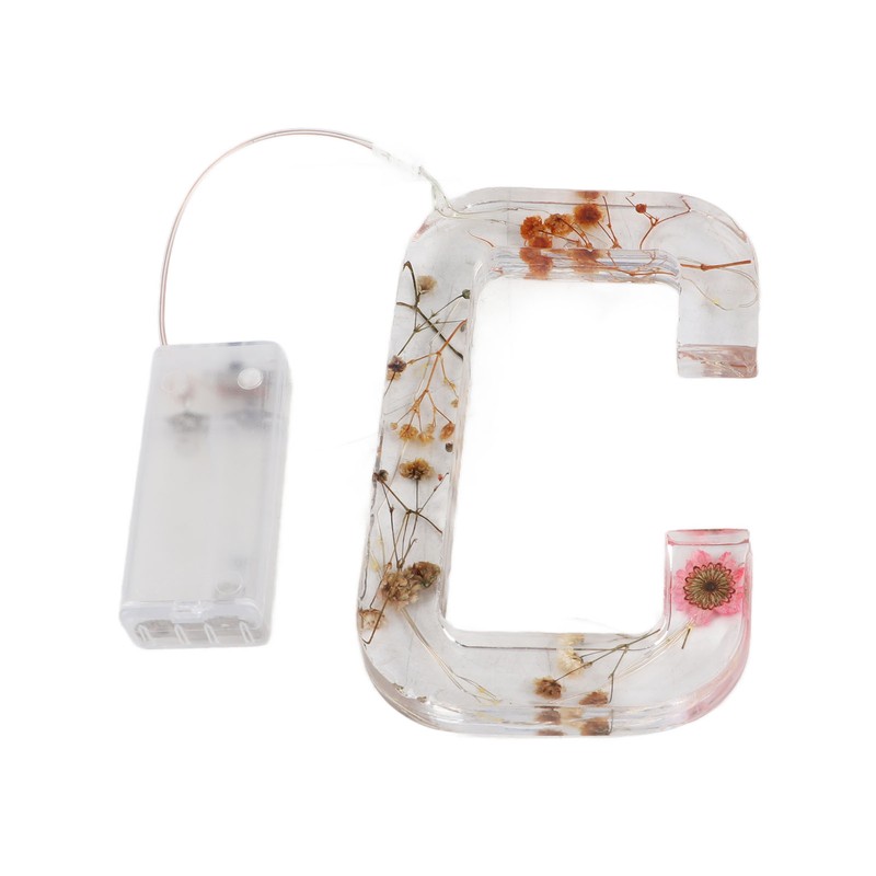 Floral Resin Letter Light Dry Flower and Alphabet Shape LED