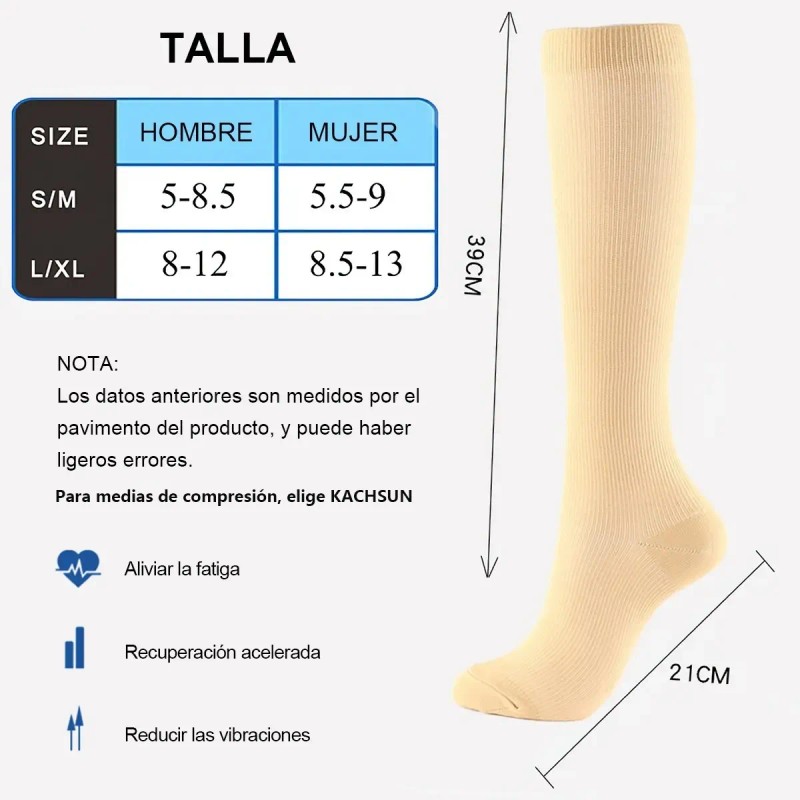 8 Pares Calcetas Compresión U Alivia Varices Y Circulación