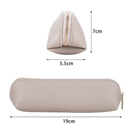 Fyore Pencil Case, PU Leather Pencil Case, Small Pencil Case with Zip, khaki, Fashion