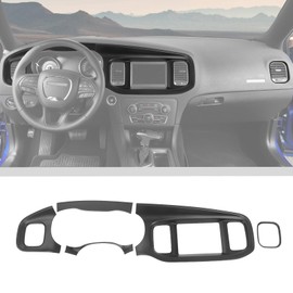 JWWY for Charger Center Consoles Dash Board Dashboard Instrument Gauge Cluster Dash Fascia Trim Panel Garnish Bezel for 2015-2024+ Dodge Charger Interior Accessories, ABS Matte Black 5pcs