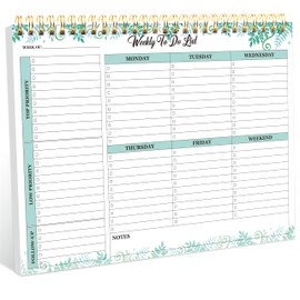 Weekly Planner Pad & To Do List Notebook - Weekly Organization at a Glance, Durable Tear-Resistant Paper, Portable Design - Perfect for Office, School, Home Use by Students, Professionals & Busy Moms