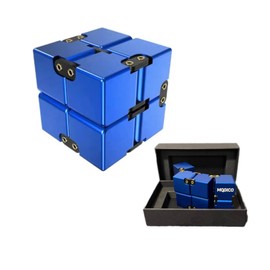 Mogico Premium Aluminium Infinity Cube, Metal Fidget Toy for Stress Relief and Focus (Blue)