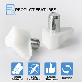 Jamiikury 60pcs White Shelf Pegs, 6mm Plastic Shelf Pins Shelf Support Pins, Cabinet Shelf Clips Shelf Holder Pins for Bookcase Cabinets Shelves Cupboard