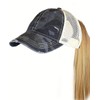 C.C Ponycap Messy High Bun Ponytail Adjustable Mesh Trucker Baseball