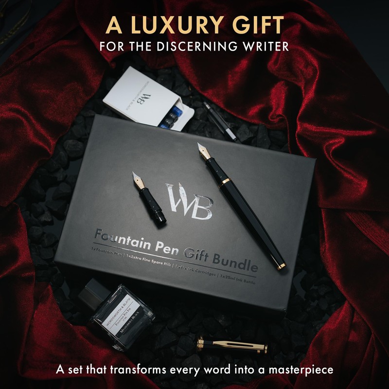 Wordsworth & Black Fountain Pen Set,18K Gilded Medium and Extra