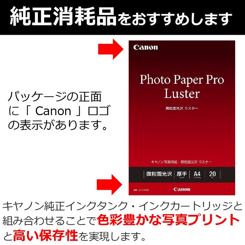 Canon 写真用紙 微粒面光沢 ラスター A4 20枚 LU-101A420