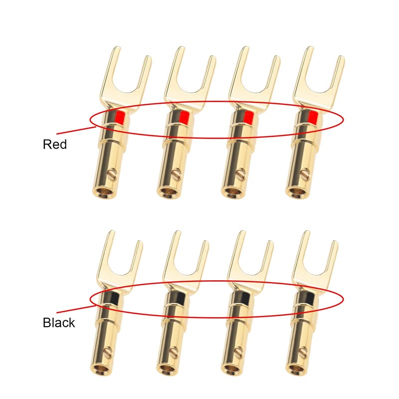 ECSiNG 8Pcs U Fork Y Spade Speaker Connectors 4mm Copper