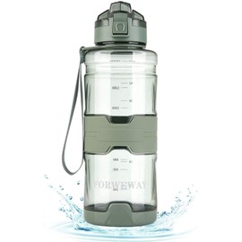 1.5L FORWEWAY Water Bottle BPA Free with Filter Large Capacity Bottle Food Grade Material Reusable Leak Proof Auto Pop Up Direct Drinking Sports Bottle No Toxic Chemicals Safe for Daily Life (Green)