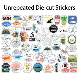 1step2dream JW Stickers - Religious Bible Verse Decals for Jehovah's Witnesses, Inspirational Faith-Based Designs NWT Verse for Water Bottle Laptop Phone
